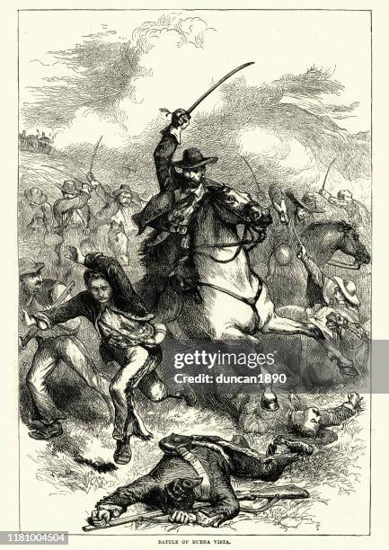 battle of buena vista, mexican american war. 1847 - buena vista stock illustrations