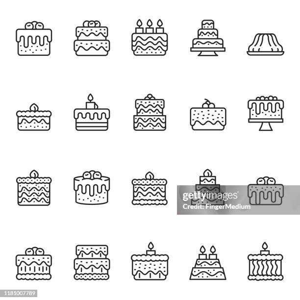 cake icon set - vanilla cake stock illustrations