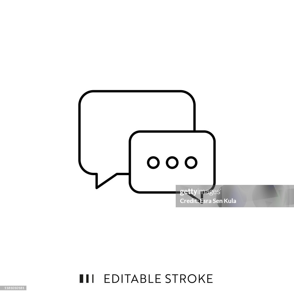 Speech Bubble Icon with Editable Stroke and Pixel Perfect.