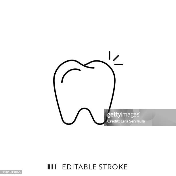 ilustraciones, imágenes clip art, dibujos animados e iconos de stock de icono de dientes con trazo editable y píxel perfecto. - toothache