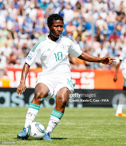 Rita Chikwelu of Nigeria during the FIFA Women's World Cup 2011 Group A match between between Nigeria and France at Rhein-Neckar-Arena on June 26,...