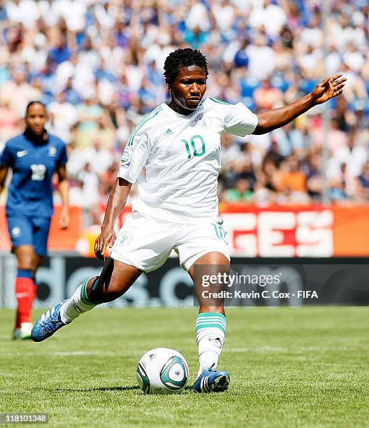 Rita Chikwelu of Nigeria during the FIFA Women's World Cup 2011 Group A match between between Nigeria and France at Rhein-Neckar-Arena on June 26,...