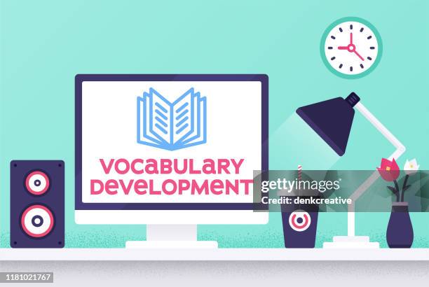 vector illustration concept for vocabulary development - language translation stock illustrations
