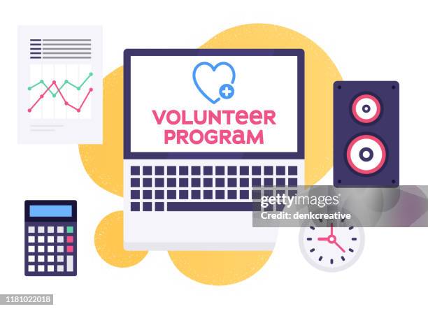 volunteer program modern design layout - artificial intelligence marketer stock-grafiken, -clipart, -cartoons und -symbole