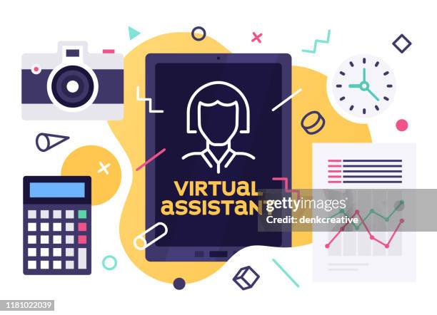 virtual assistant modern design layout - electronic dictionary stock illustrations