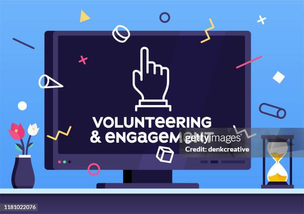 volunteering & engagement modern design layout - school spirit stock illustrations