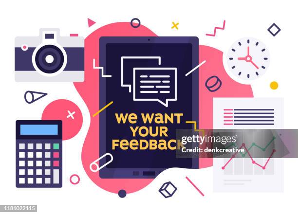 vector illustration concept for we want your feedback - we want your feedback stock illustrations