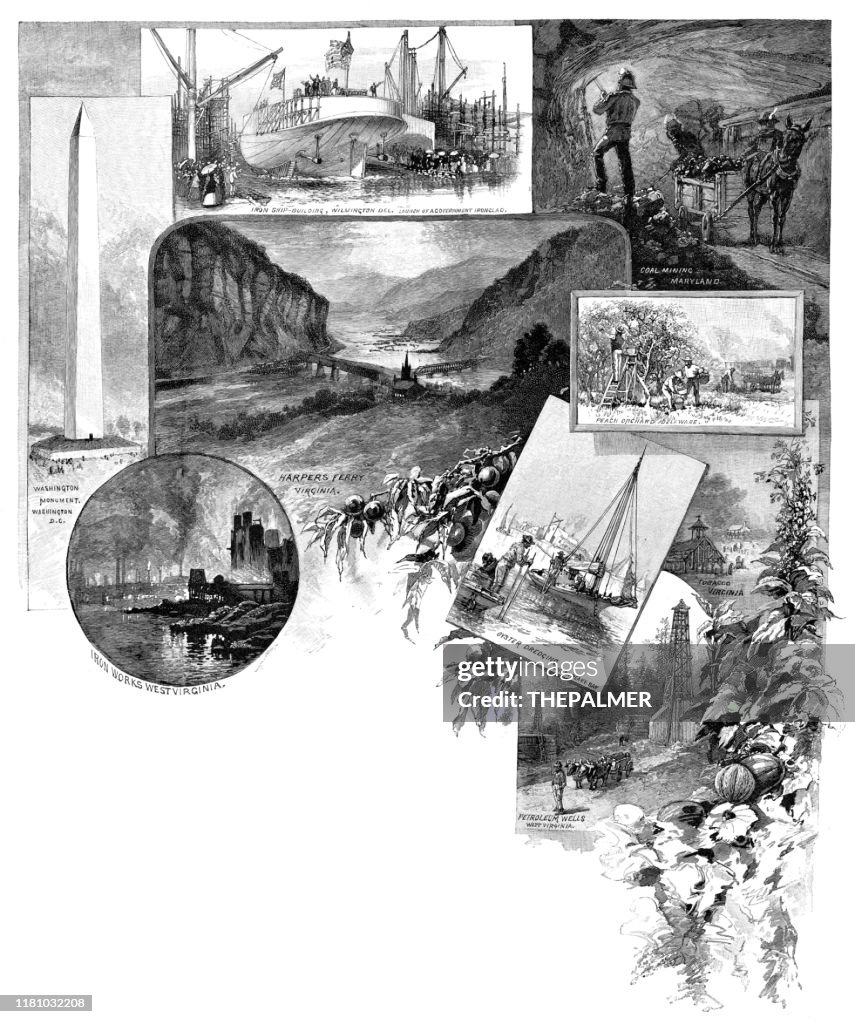 1886年のメリーランドとウェストバージニアの彫刻の風景
