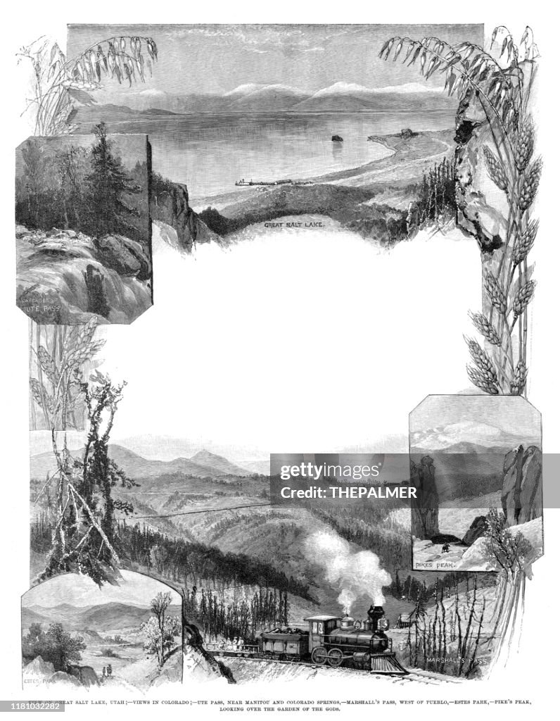 Great Salt Lake scenes engraving 1886