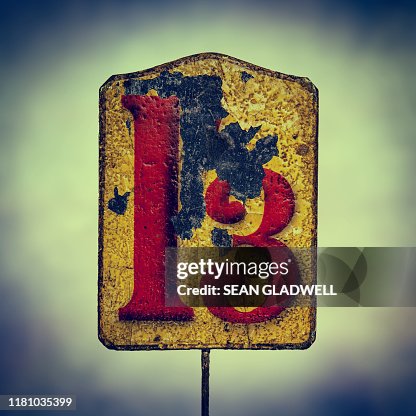 Damaged red number 13 Damaged red number 13