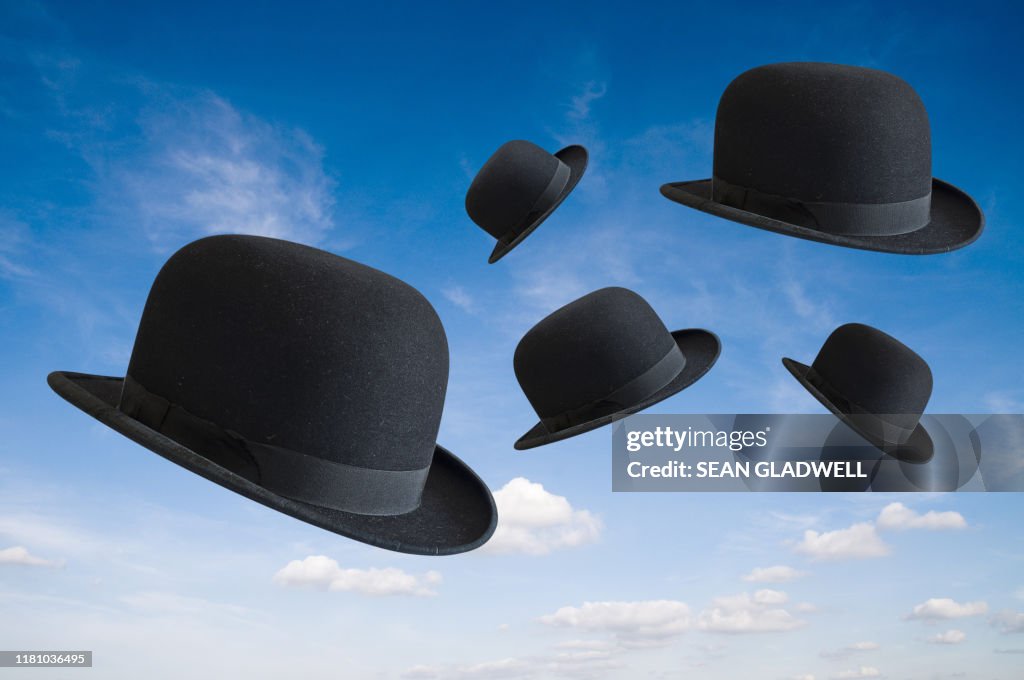 Bowler hats in sky