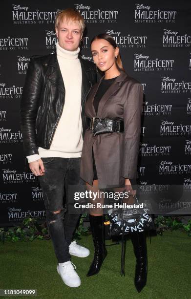 Marius Borg Høiby and Juliane Snekkestad attend "Maleficent 2" Disney Premiere at Colosseum on October 14, 2019 in Oslo, Norway.