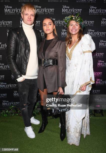 Marius Borg Høiby and Juliane Snekkestad attend "Maleficent 2" Disney Premiere at Colosseum on October 14, 2019 in Oslo, Norway.