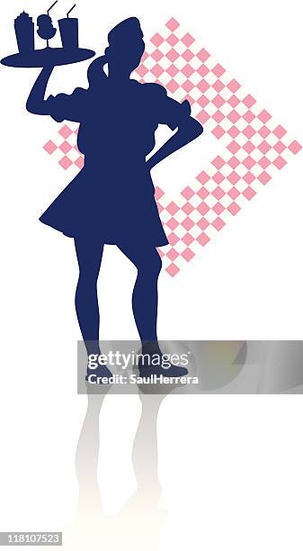 illustrations, cliparts, dessins animés et icônes de serveuse de fontaine de soda, silhohuette - 1960 1969