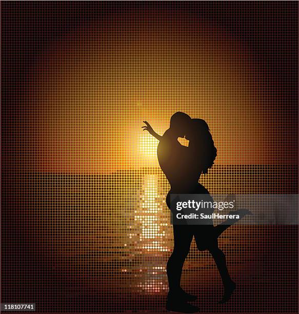 romantic couple sunset - salt flat stock illustrations