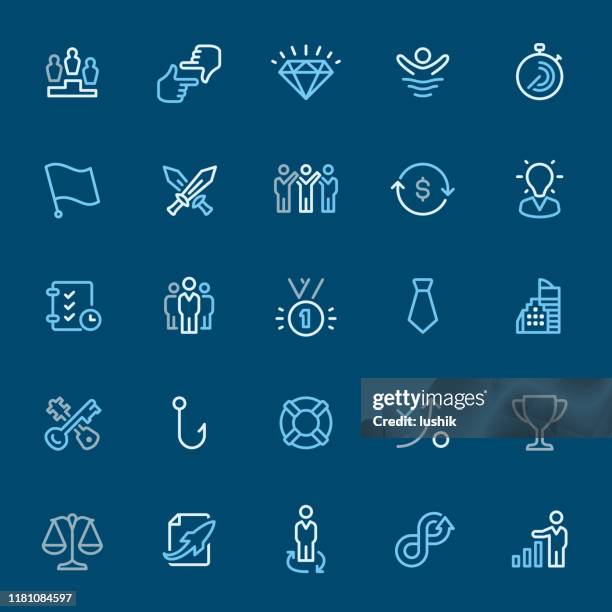 corporate business - color outline icons - key personnel icon stock illustrations