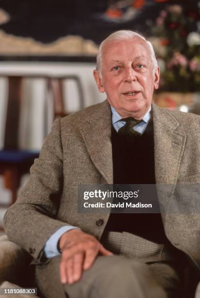 Alistair Cooke poses for a portrait in February 1983 in a hotel in San Francisco, California. Cooke was the longtime host of PBS Masterpiece Theatre.