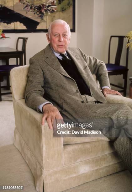 Alistair Cooke poses for a portrait in February 1983 in a hotel in San Francisco, California. Cooke was the longtime host of PBS Masterpiece Theatre.