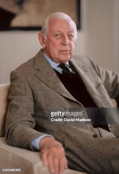 Alistair Cooke poses for a portrait in February 1983 in a hotel in San Francisco, California. Cooke was the longtime host of PBS Masterpiece Theatre.