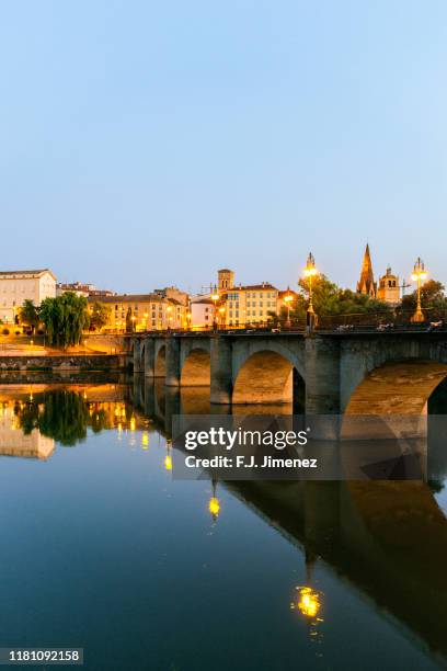 landscape of logroño with the ebro river at dusk - ebro river stock-fotos und bilder