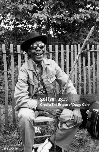 American blues and boogie woogie pianist, singer, composer, and musician Professor Longhair poses for a portrait backstage at the Philadelphia Folk...