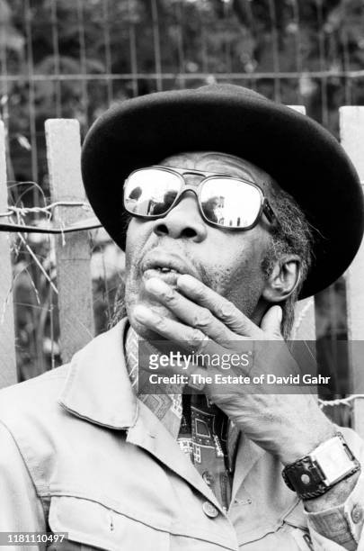American blues and boogie woogie pianist, singer, composer, and musician Professor Longhair poses for a portrait backstage at the Philadelphia Folk...