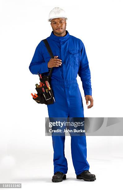 electrician or cable worker - macacão preto imagens e fotografias de stock