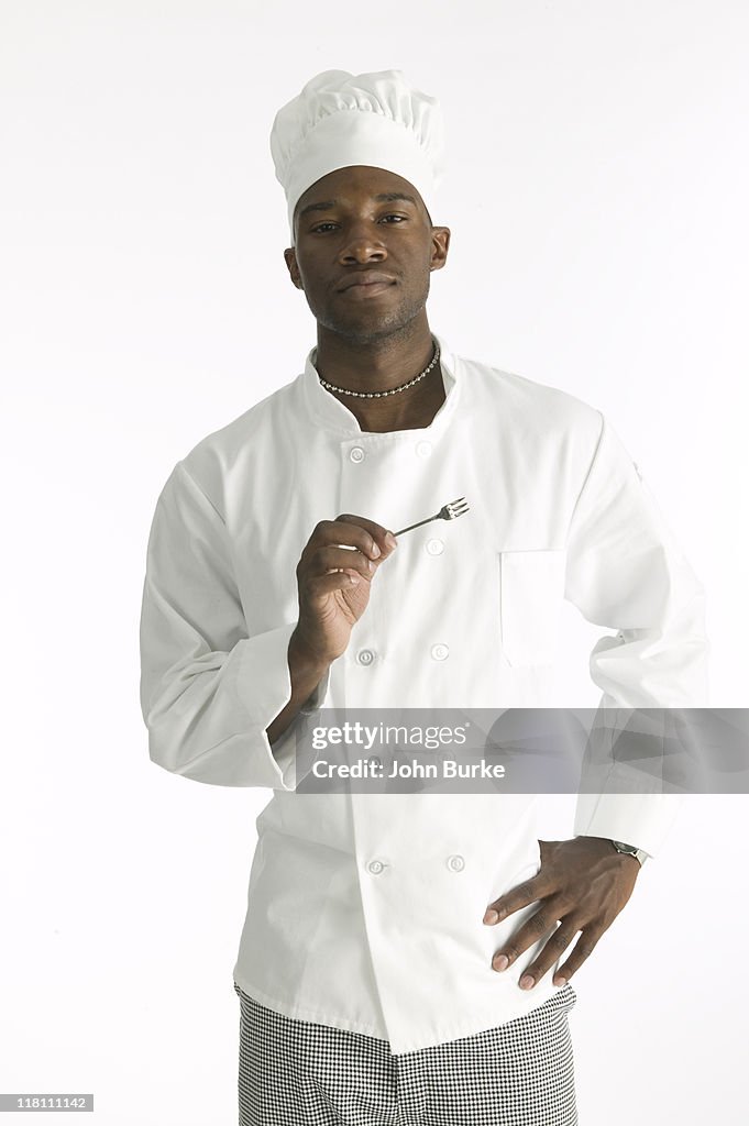 Chef with tiny fork