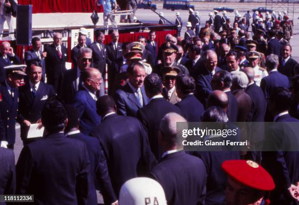 Arrival of US President Richard Nixon to airport of Barajas, with Francisco Franco, for an official visit to Spain Madrid, Spain.