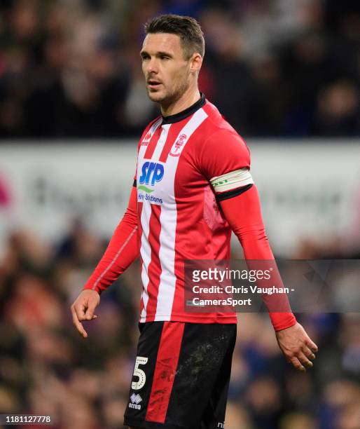 Lincoln City's Jason Shackell during the FA Cup First Round match between Ipswich Town and Lincoln City at Portman Road on November 9, 2019 in...