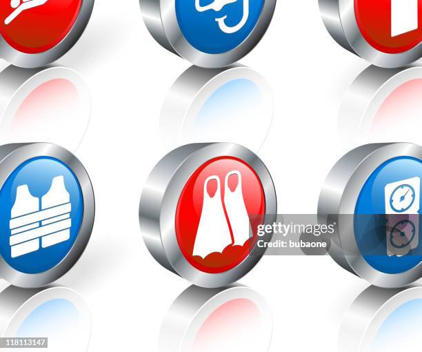 scuba diving 3d royalty free vector icon set - life jacket stock illustrations