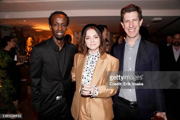 Barkhad Abdi, Elsie Fisher and SVP of Scripted Originals for Hulu Craig Erwich attend Hulu "Castle Rock" Season 2 Premiere at AMC Sunset 5 on October...