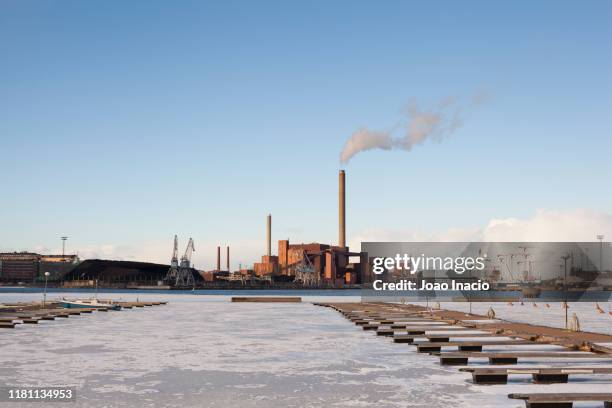 frozen marina - factory exterior stock pictures, royalty-free photos & images