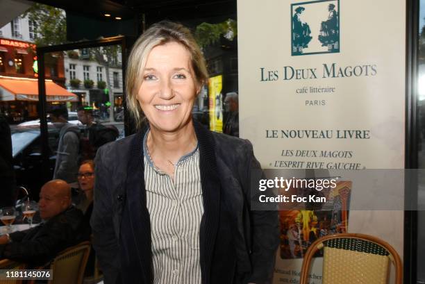 Writer Sylvie Bourgeois Harel attends “Se Taire” Mazarine Pingeot book signing at Les deux Magots on October 14, 2019 in Paris, France.