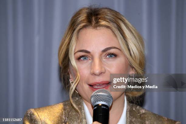 Ludwika Paleta speaks during a press conference at Hotel W on October 14, 2019 in Mexico City, Mexico.