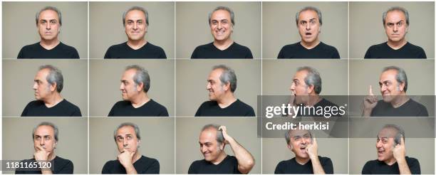 hombre haciendo expresiones faciales - imagen múltiple fotografías e imágenes de stock