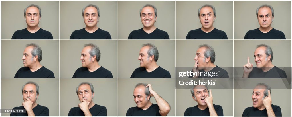Man making facial expressions