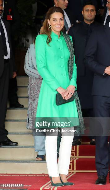 Catherine, Duchess of Cambridge and Prince William, Duke of Cambridge leave after meeting Pakistan's Prime Minister Imran Khan at his official...
