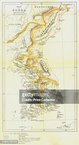 Map of Korea', 1903. The Korean Empire proclaimed in October 1897 by Emperor Gojong of the Joseon dynasty stood until Japan's annexation of Korea in...