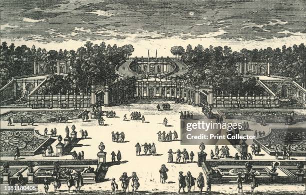 The 'amphitheatre' of the Villa Pamphili, Rome, Italy . 'L'Amphithéatre De La Villa Pamphili'. View of the grounds. In 1644 Cardinal Giambattista...