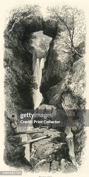 Dungeon Ghyl', circa 1870. Dungeon Ghyll waterfall in the Great Langdale valley of the Cumbrian Lake District. From "Picturesque Europe - The British...