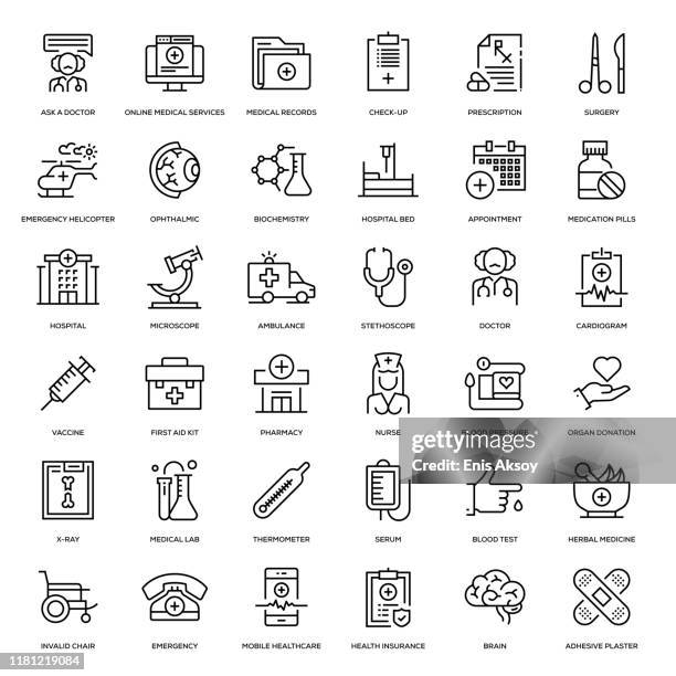 medizin und gesundheit icon set - biochemistry stock-grafiken, -clipart, -cartoons und -symbole