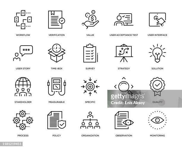 business analysis icon set - solutions stock illustrations
