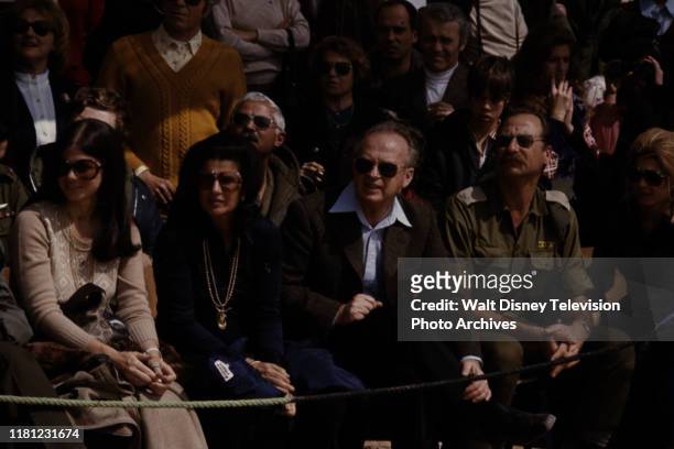 Golan Heights, Israel Dalia Rabin-Pelossof, Leah Rabin, Israel's Chief of State Yitzhak Rabin watching tank parade, appearing in the ABC News special...