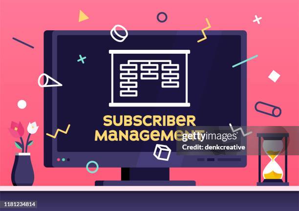 subscriber data management modern flat design concept - presentation data screen stock illustrations