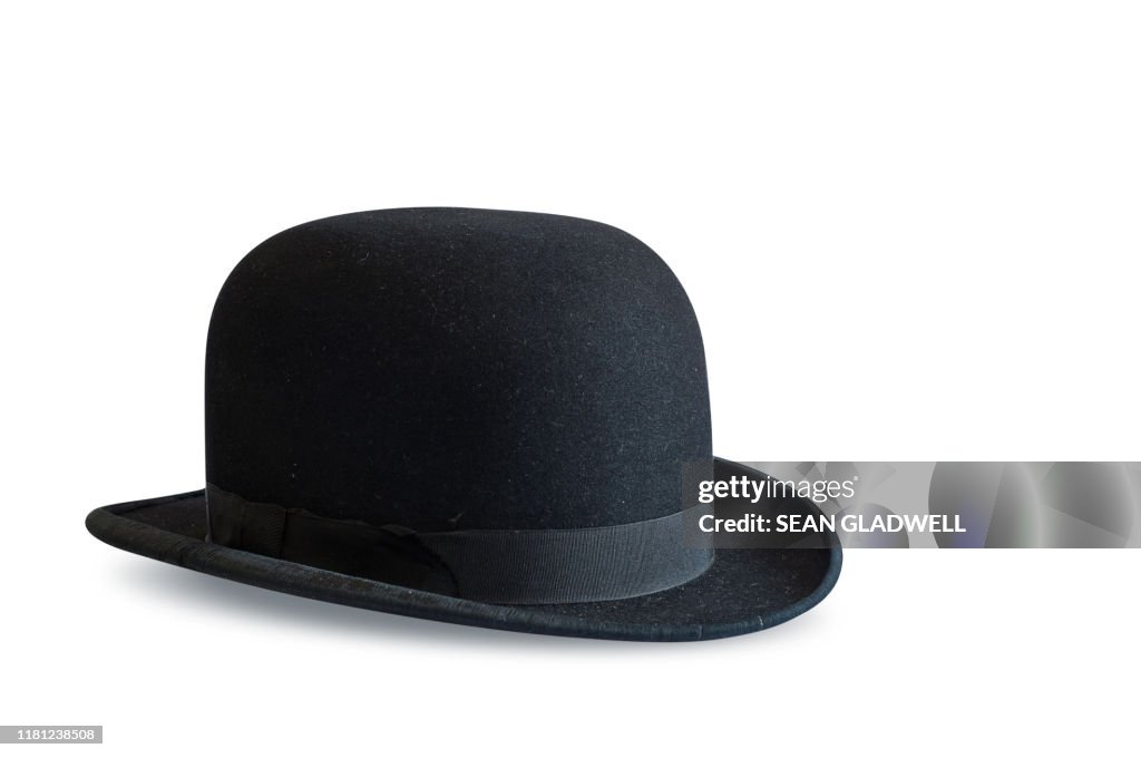 Black Bowler hat on white