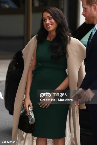 Prince Harry, Duke of Sussex and Meghan, Duchess of Sussex arrive at the WellChild awards at Royal Lancaster Hotel on October 15, 2019 in London,...