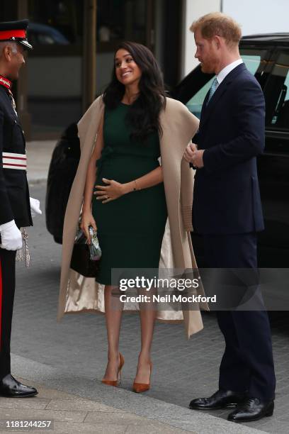 Prince Harry, Duke of Sussex and Meghan, Duchess of Sussex arrive at the WellChild awards at Royal Lancaster Hotel on October 15, 2019 in London,...