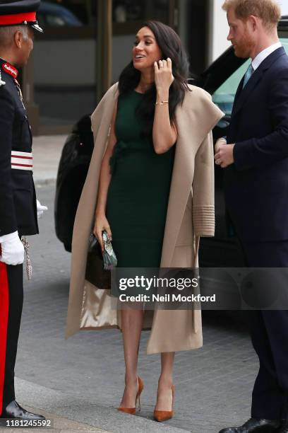 Prince Harry, Duke of Sussex and Meghan, Duchess of Sussex arrive at the WellChild awards at Royal Lancaster Hotel on October 15, 2019 in London,...