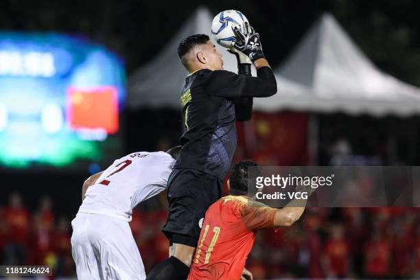 Goalkeeper Neil Etheridge of Philippines saves the ball during 2022 FIFA Qatar World Cup & 2023 AFC China Asian Cup Joint Qualification Round 2 match...